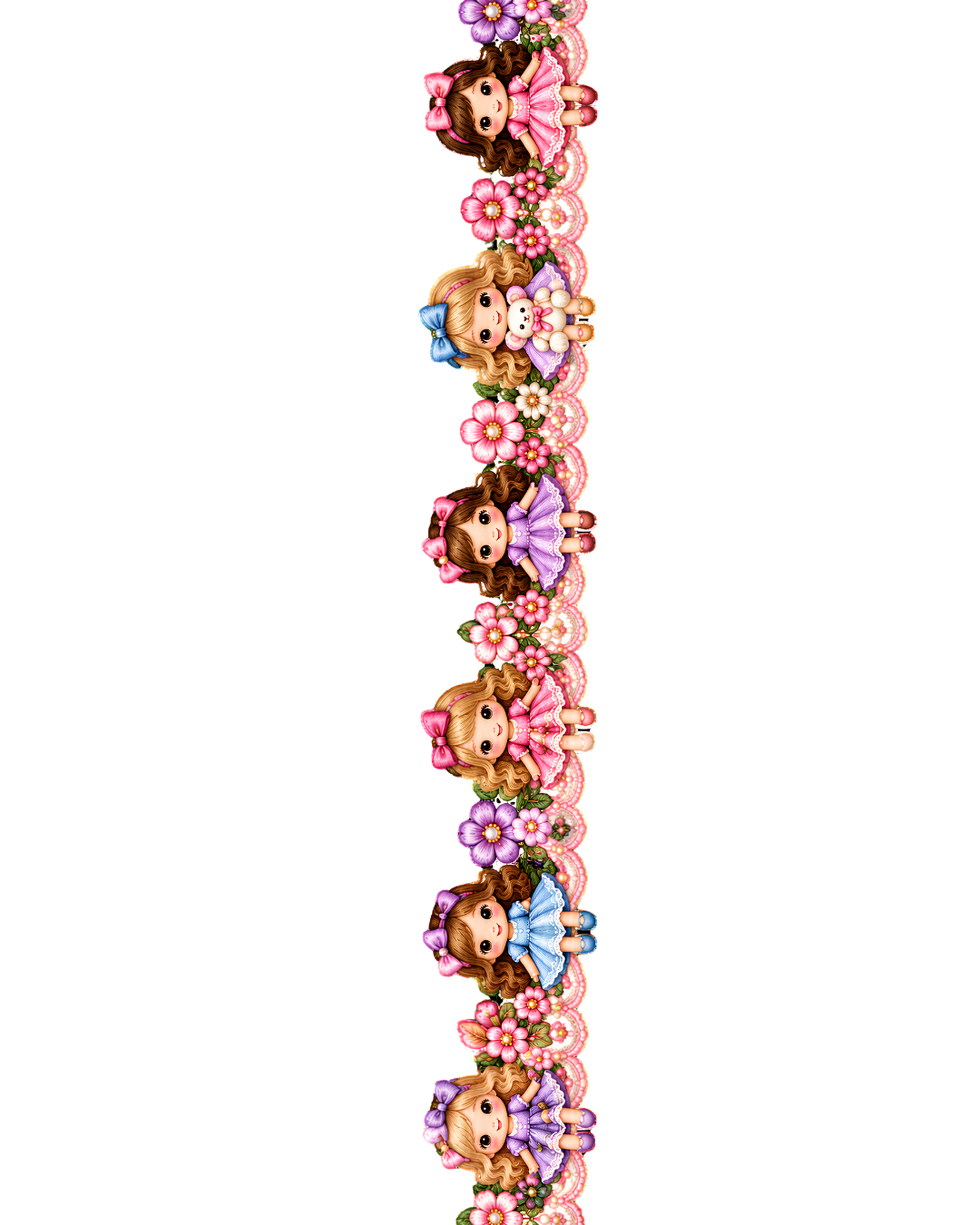 Kawaii Pink Bow & Pearl Garland – 22 Inch Decorative Border – iron-on heat transfer patch