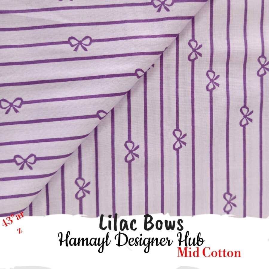 Lilac Bows – soft 43 inch mid season cotton fabric, 43-inch width, unstitched