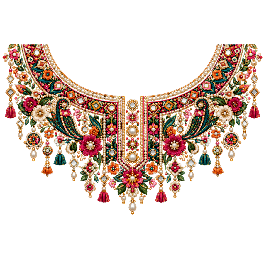 P1016 Kids Neckline Design – Multicolor Floral Mirror 8 Inch – flower iron-on patch