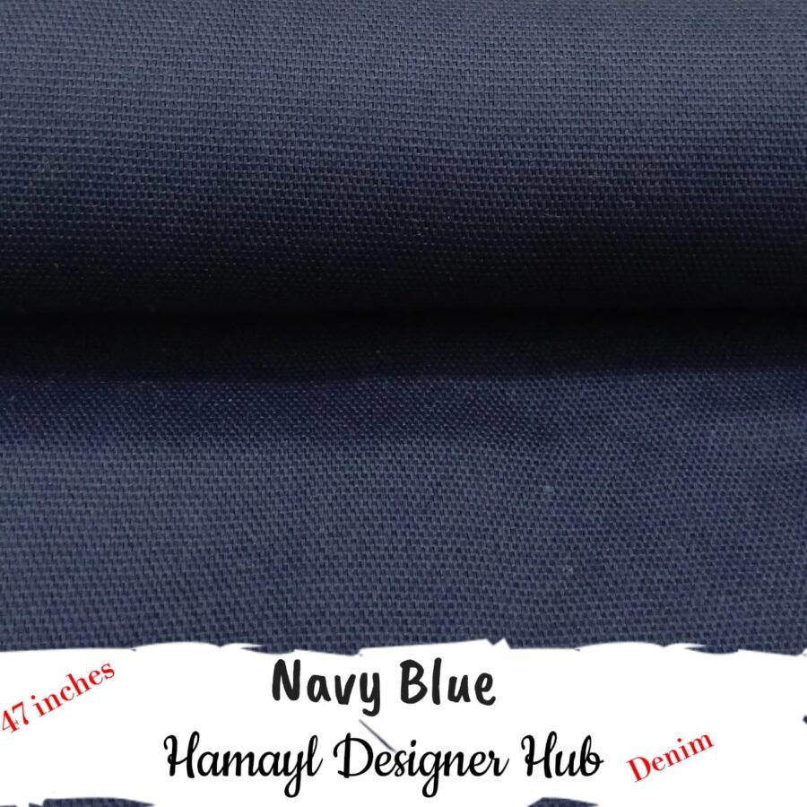 Navy Blue Denim – soft cotton denim fabric, 47-inch width, unstitched