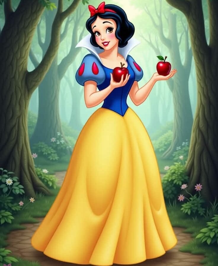 P1013 Kids Princess Doll Patch – Snow White Apple Design – floral iron-on patch