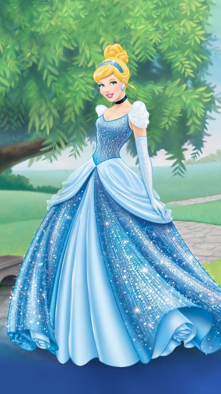 P1014 Kids Princess Doll Patch – Cinderella Blue Dress – floral iron-on patch