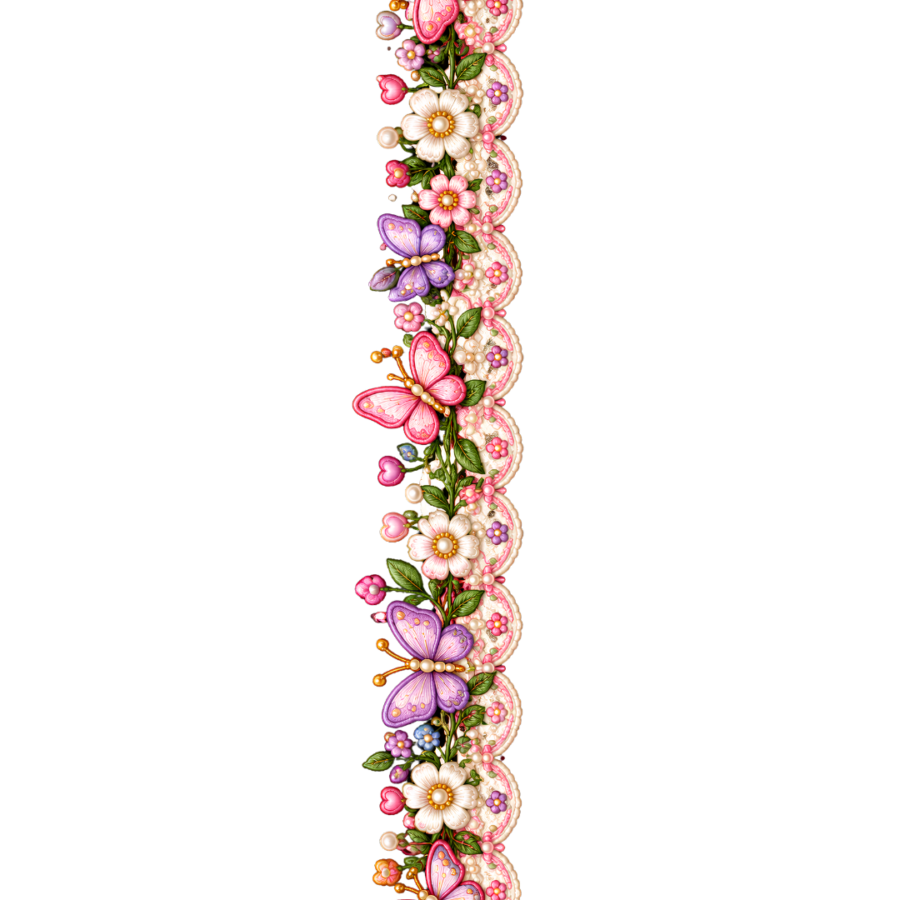 Pastel Butterfly Floral Lace Border – 22 Inch – P10126 – border iron-on patch