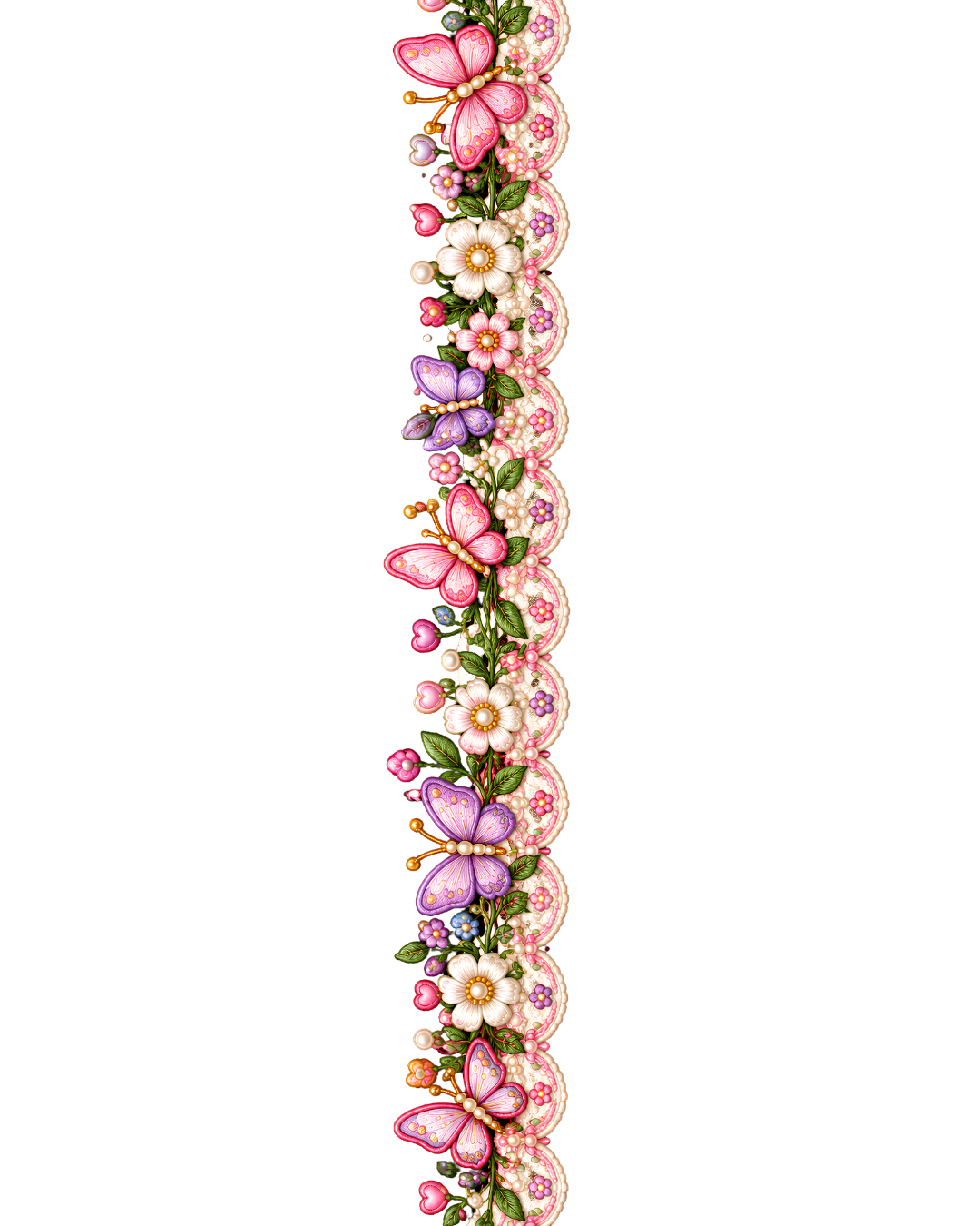 Pastel Butterfly Floral Lace Border – 22 Inch – P10126 – iron-on heat transfer patch