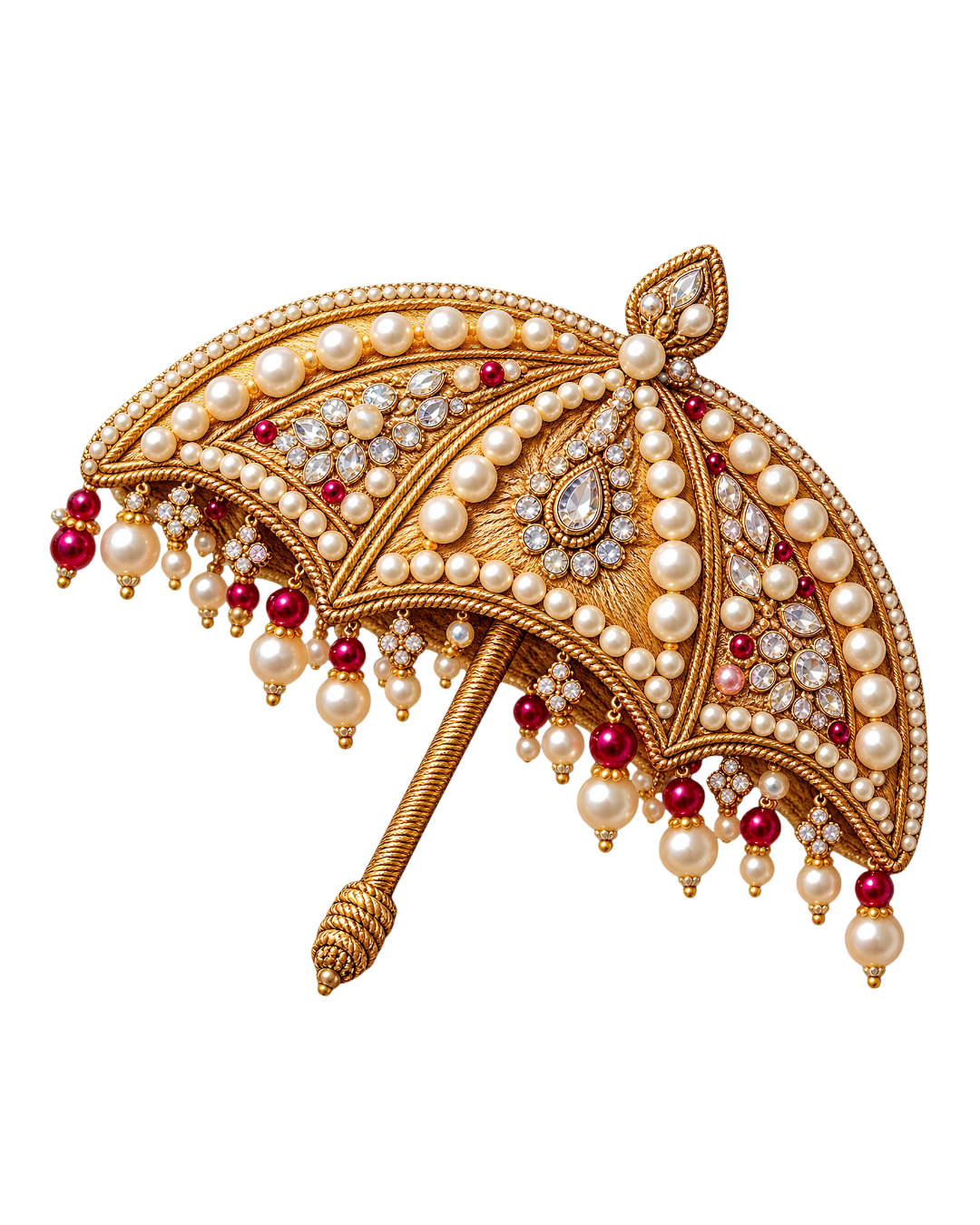 Pearl & Crystal Golden Umbrella Patch – P10123 – iron-on heat transfer patch