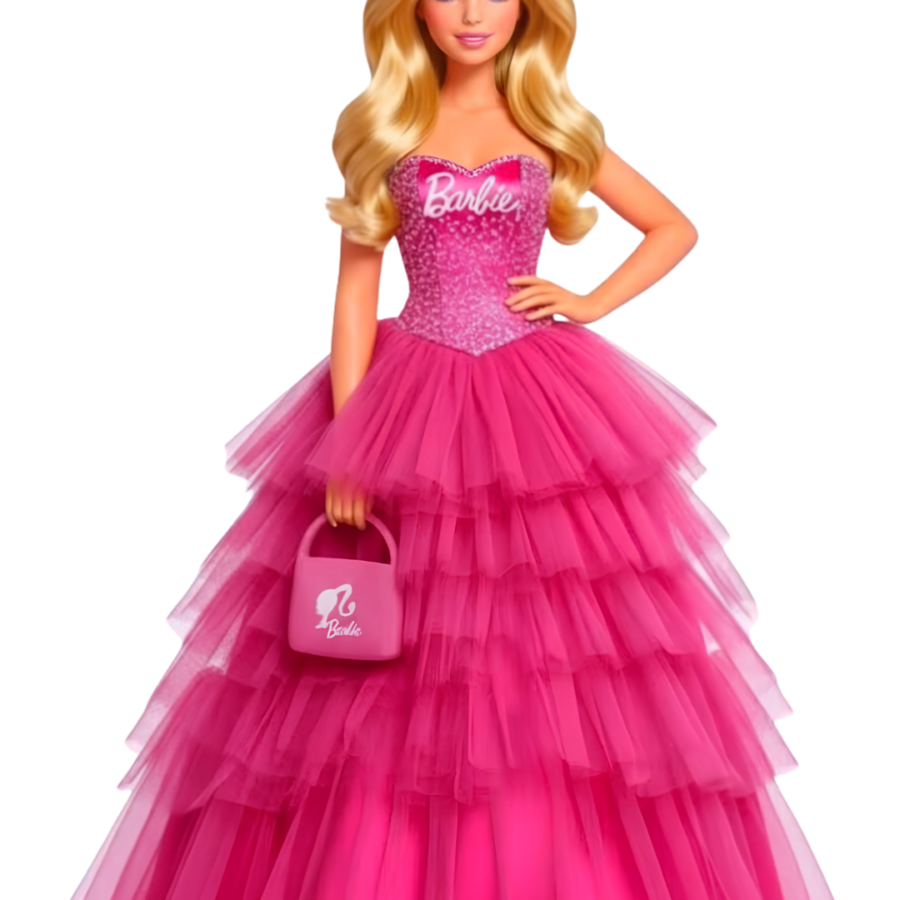 P1010 Kids Doll Patch – Pink Princess Dress Design – flower iron-on patch