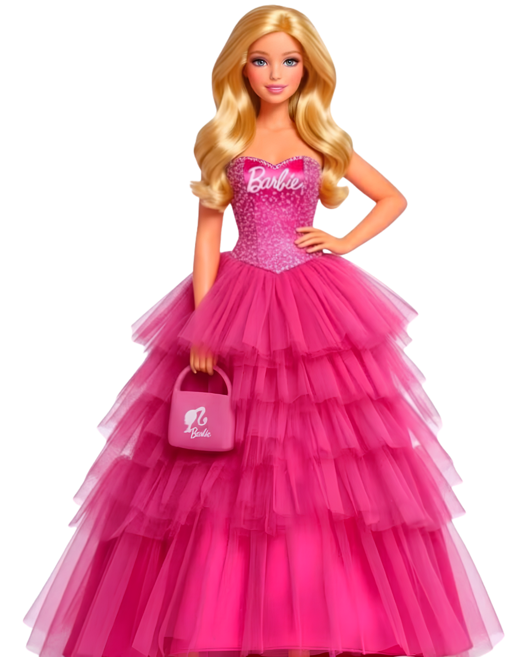 P1010 Kids Doll Patch – Pink Princess Dress Design – iron-on heat transfer patch