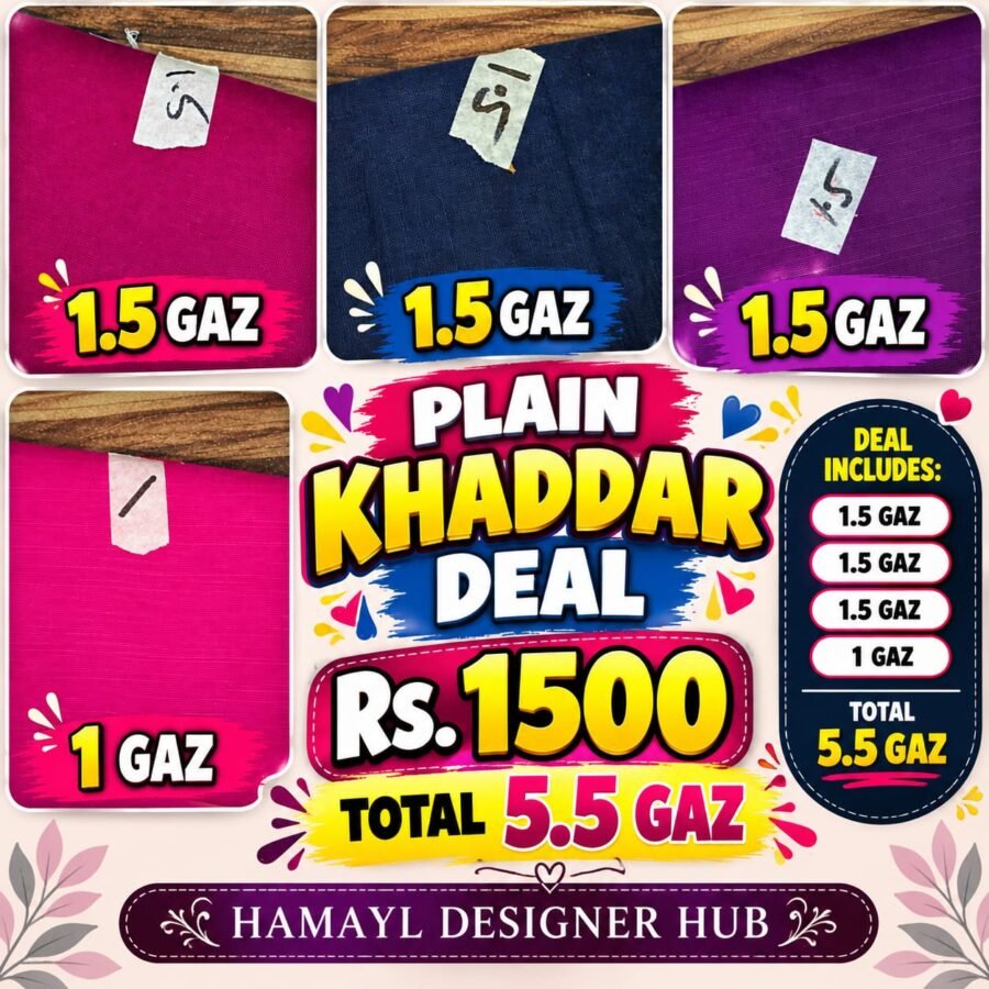 Plain Khaddar Cutpieces Deal – cut-piece fabric deal, unstitched