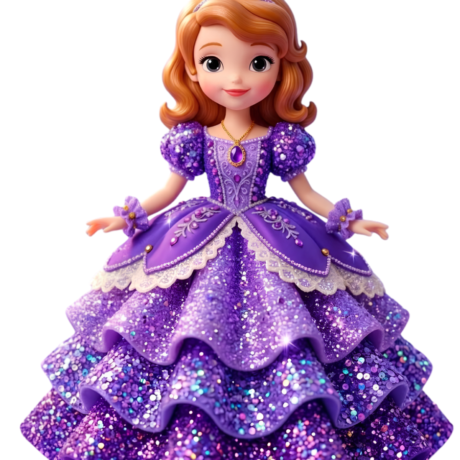 Kids Princess Doll Patch – Purple Dress Design – P1009 – flower iron-on patch