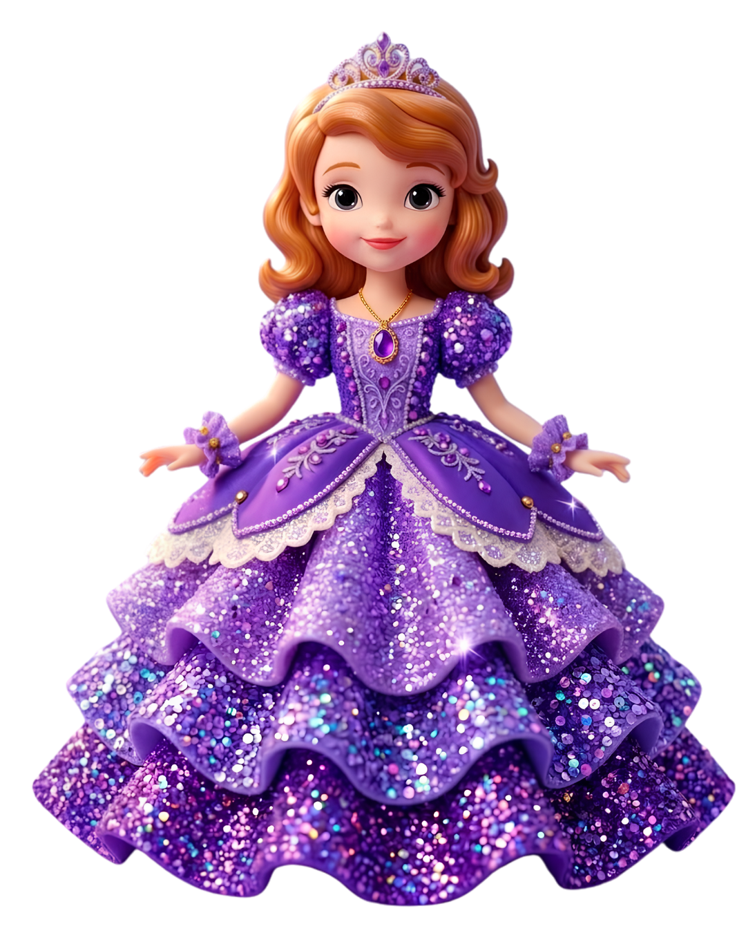 Kids Princess Doll Patch – Purple Dress Design - P1009 – iron-on heat transfer patch