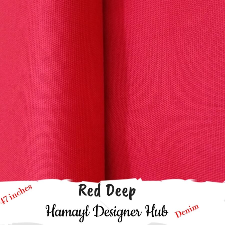 Red Deep Denim – soft cotton denim fabric, 47-inch width, unstitched