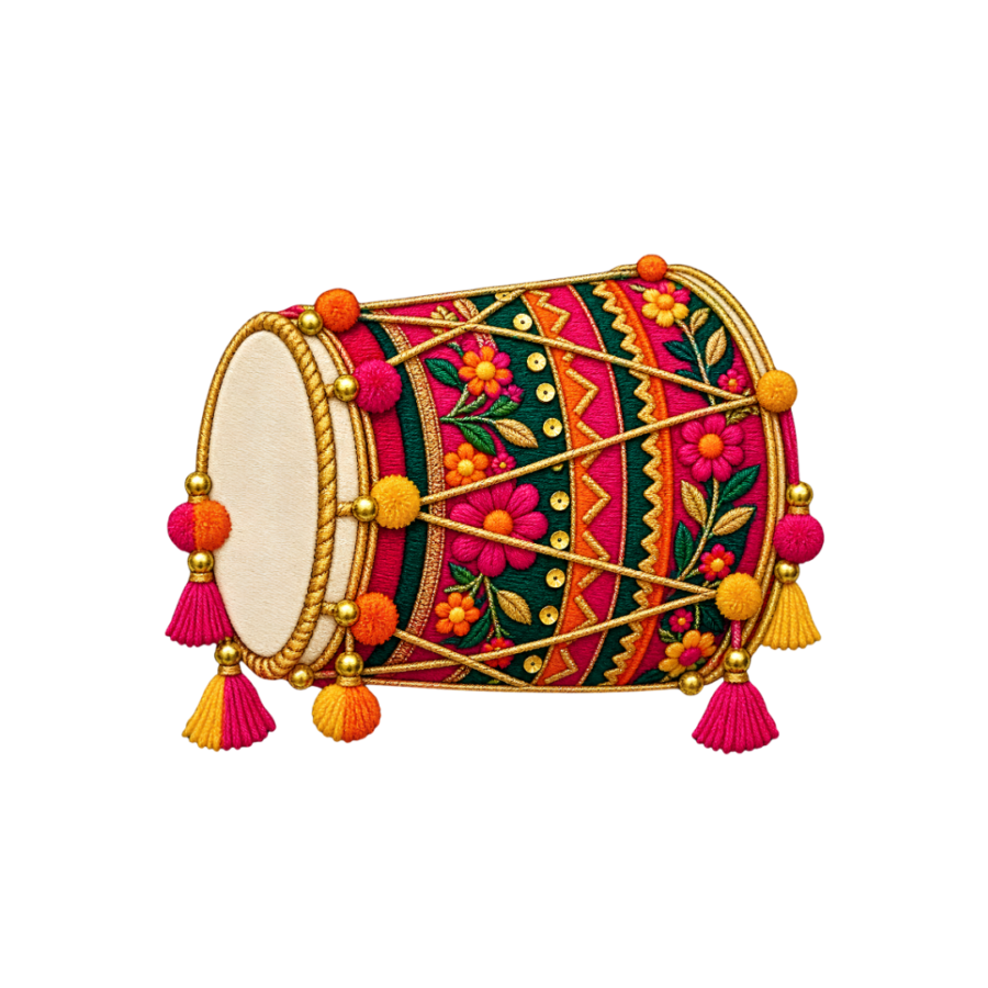 Traditional Floral Dholaki Small Patch – P10120 – flower iron-on patch