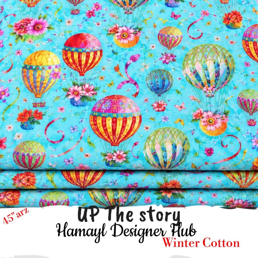 UP The Story – printed winter cotton fabric, 45-inch width, unstitched