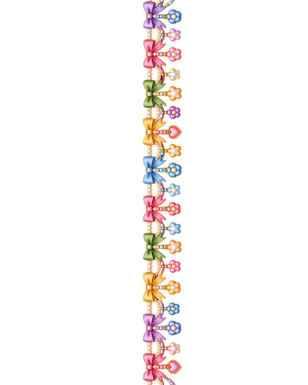 Vintage Pink Floral Pearl Garland – 22 Inch Decorative Border – iron-on heat transfer patch