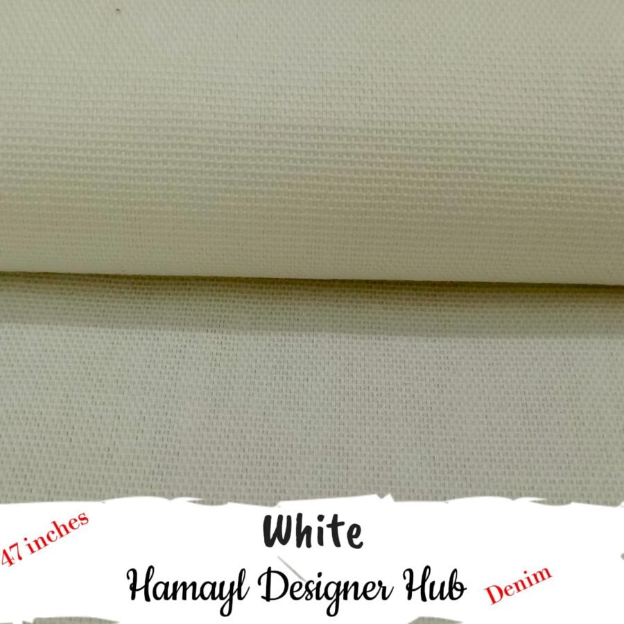 White Denim – soft cotton denim fabric, 47-inch width, unstitched