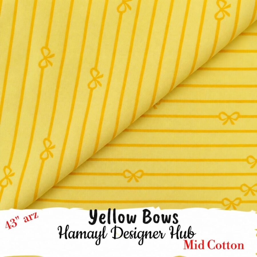 Yellow Bows – soft 43 inch mid season cotton fabric, 43-inch width, unstitched