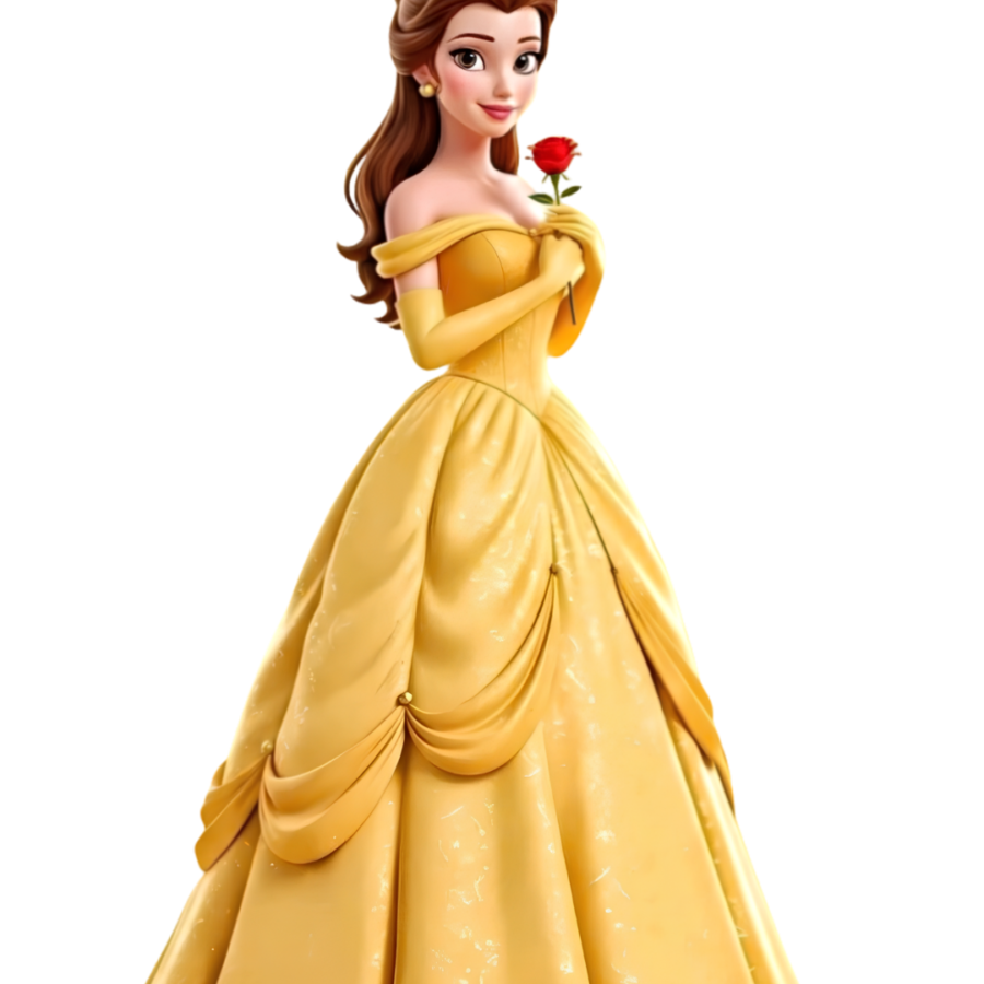 P1012 Kids Princess Doll Patch – Yellow Dress Rose Design – flower iron-on patch