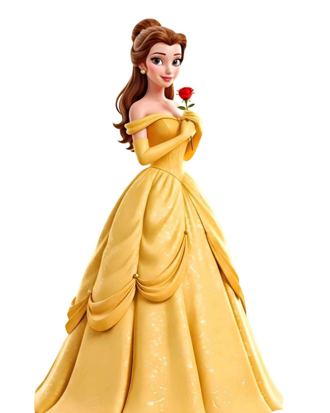 P1012 Kids Princess Doll Patch – Yellow Dress Rose Design – iron-on heat transfer patch